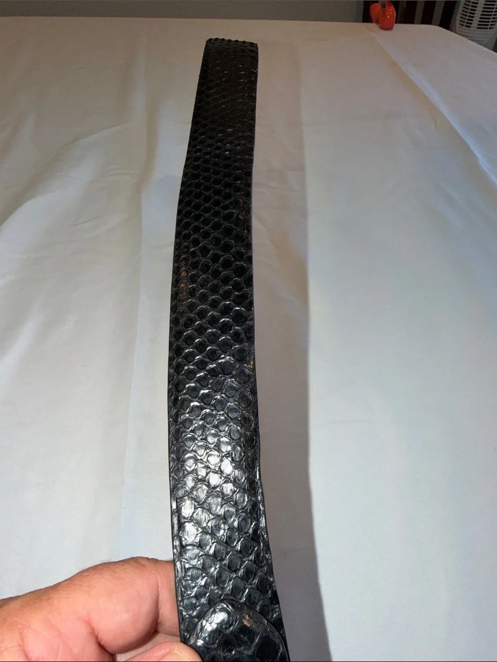 W. Kleinberg Black Python Belt w/ Silver Chrome Buckle Size 40 GUC